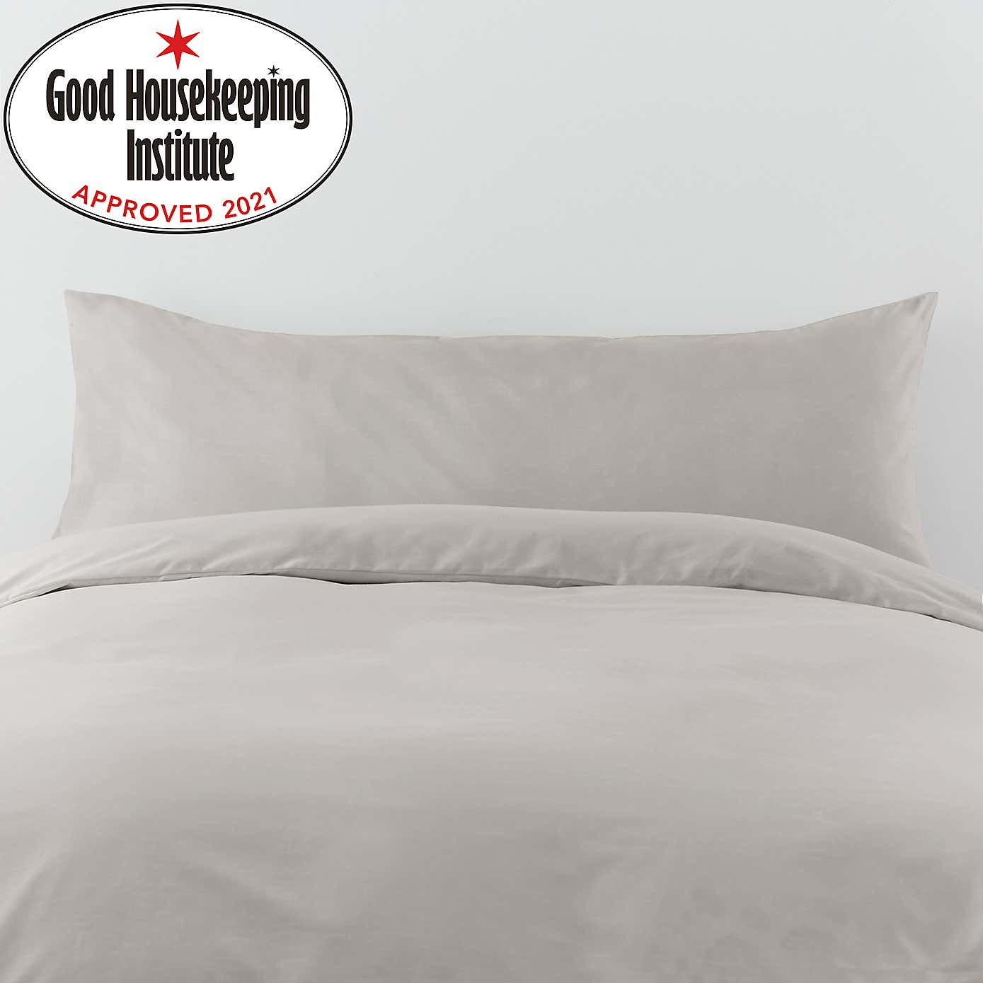 Non Iron Plain Dye Silver Large Bolster Pillowcase