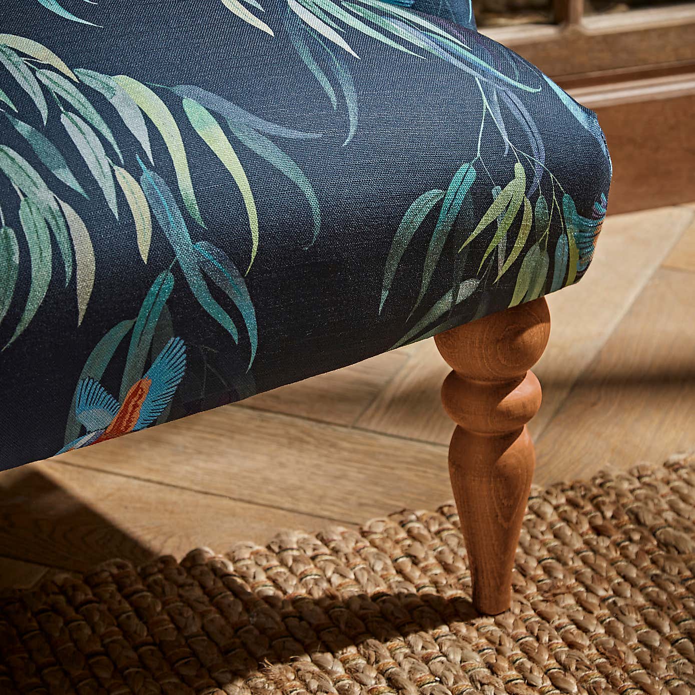 Bibury Button Back Kingfisher Print Occasional Armchair