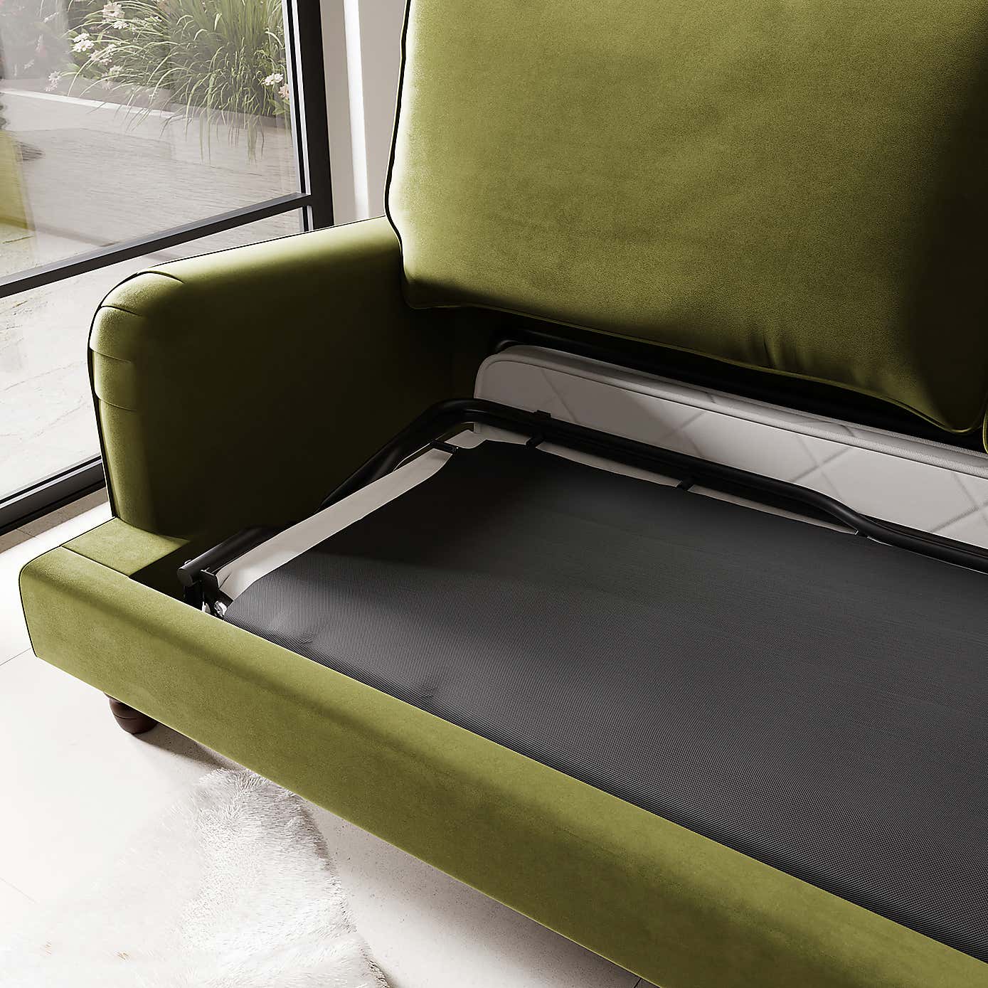 Beatrice Matte Velvet 3 Seater Double Sofa Bed