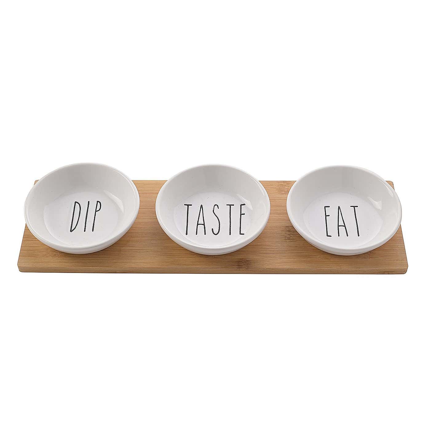 Hestia Set of 3 Snack Bowls On A Wooden Tray