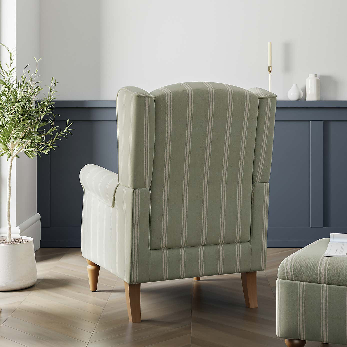 Oswald Pinstripe Wingback Armchair