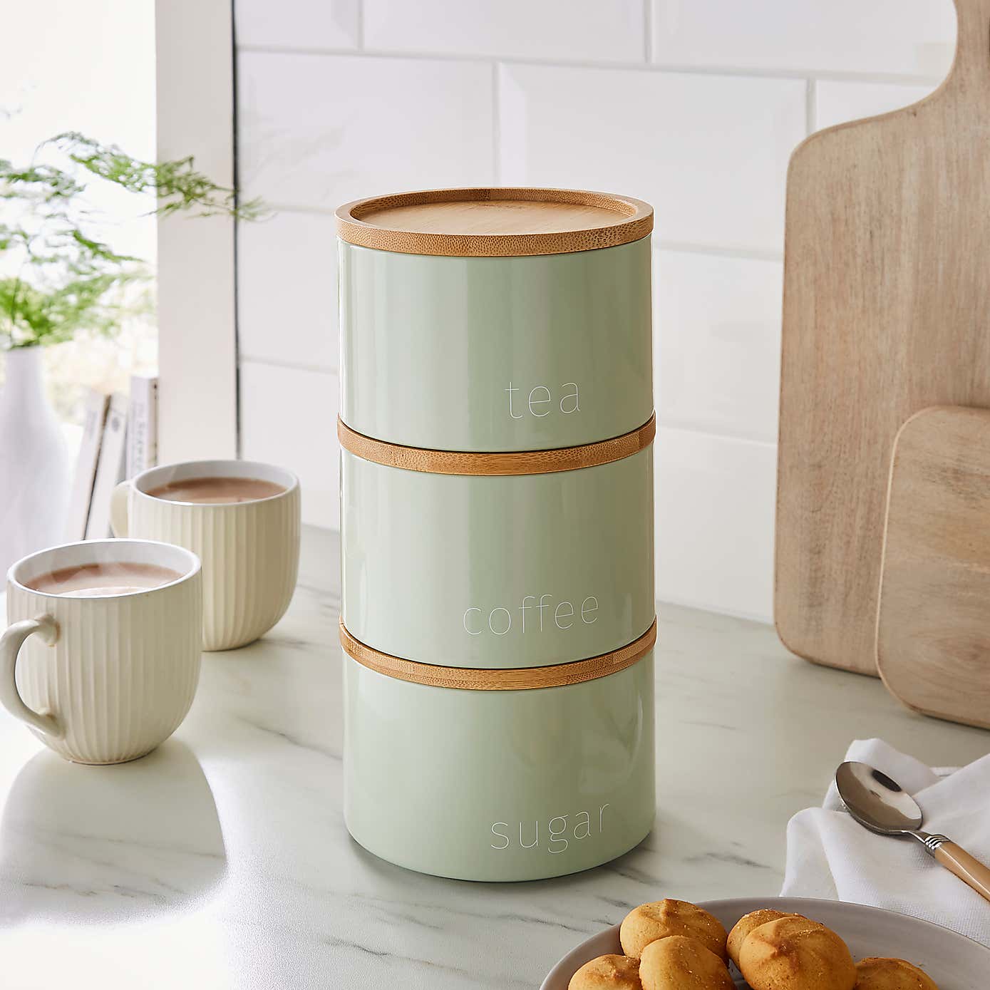 Stacking Tea Coffee Sugar Black