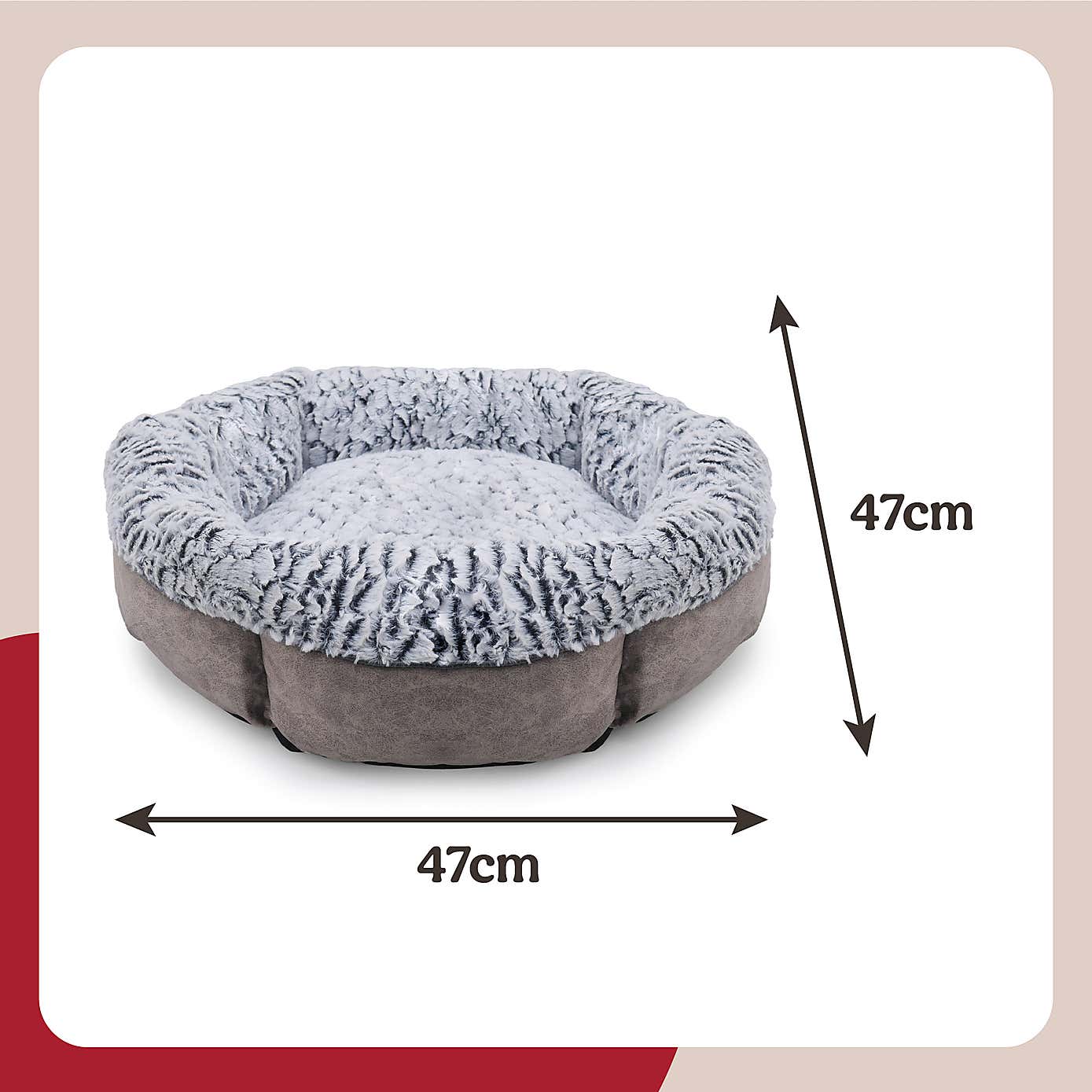 Rosewood Fleece Lined Plush Pet Bed