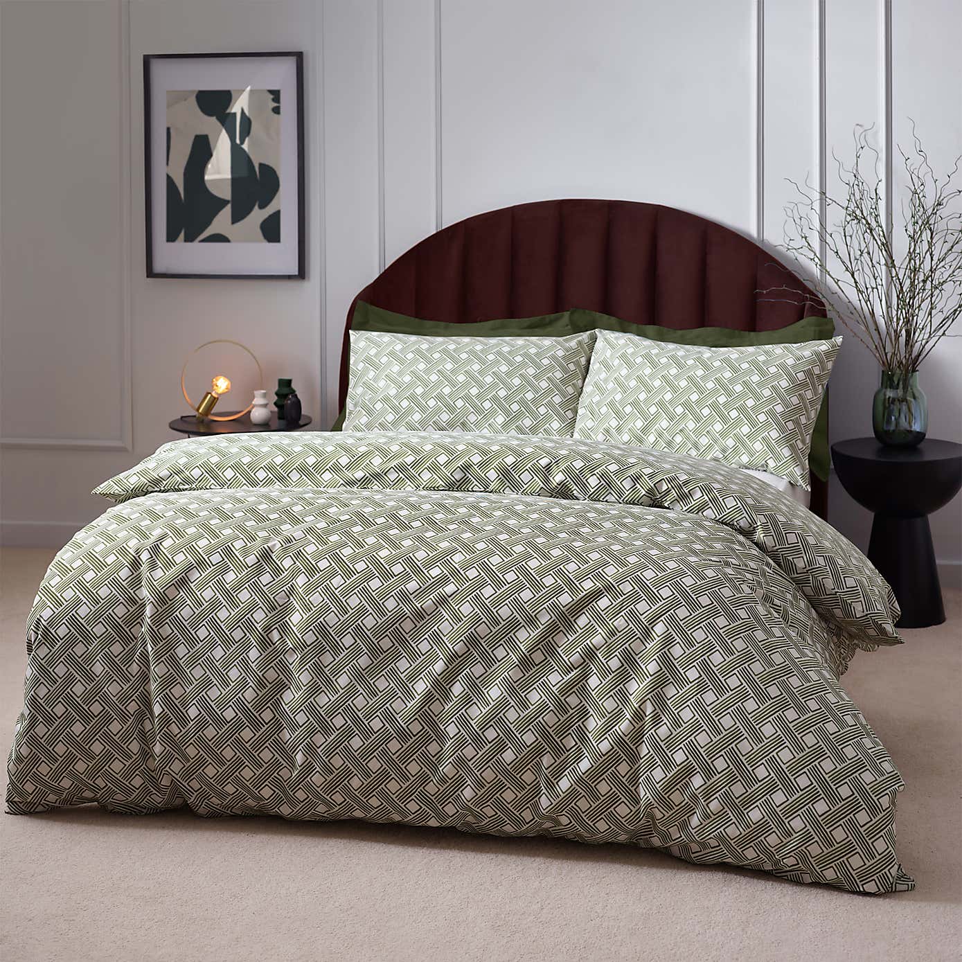 HÖEM Alexa Cotton Rich Duvet Cover & Pillowcase Set, Green