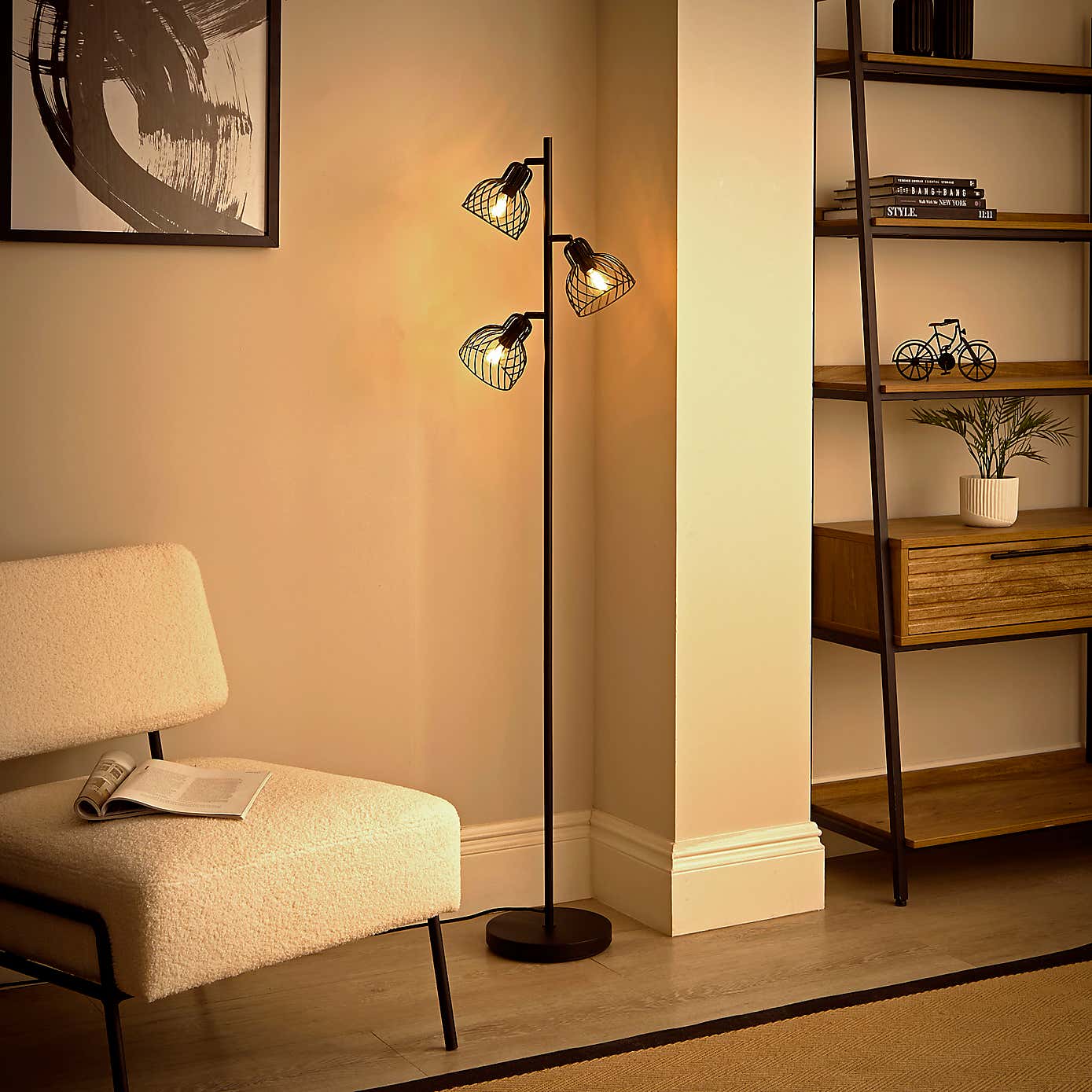 Austin Industrial Adjustable 3 Light Floor Lamp