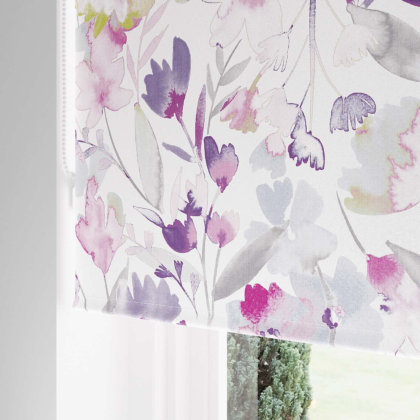 Watercolour Floral Pink Blackout Roller Blind