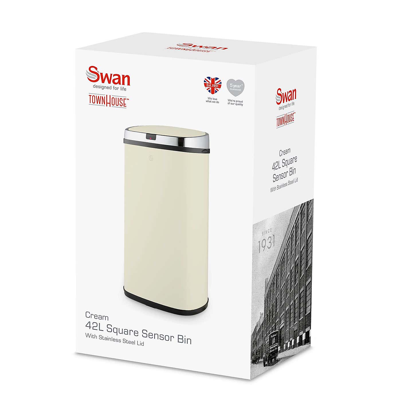 Swan 42L Square Sensor Bin