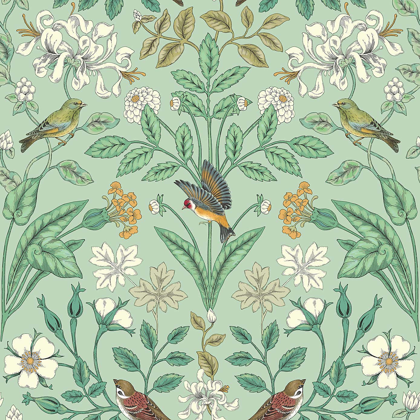 Garden Birds Matte Flat Wallpaper