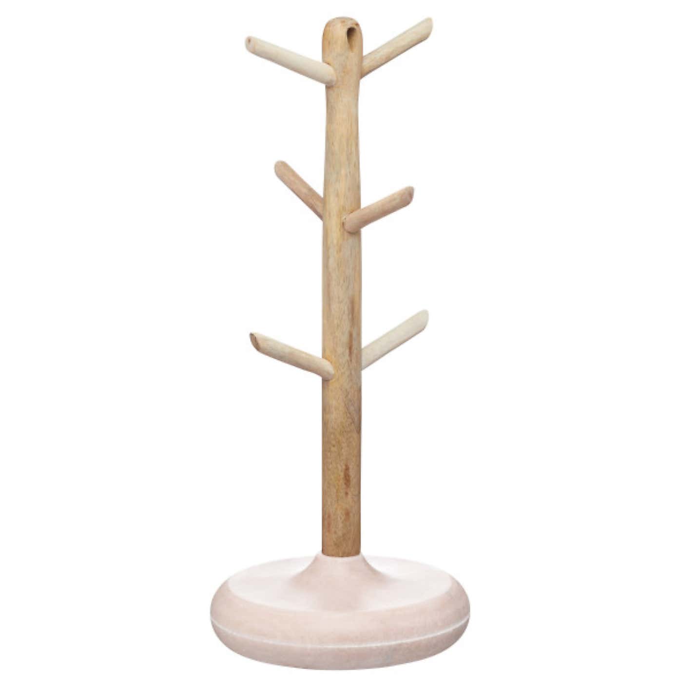 Rustic Wooden Mug Tree Stand for 6 Cups