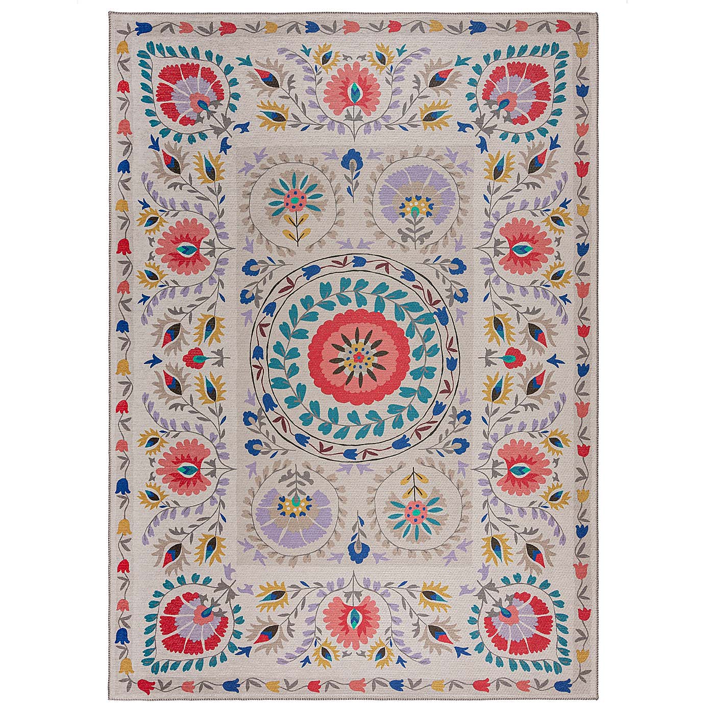 PractiRug Hani Floral Washable Rug