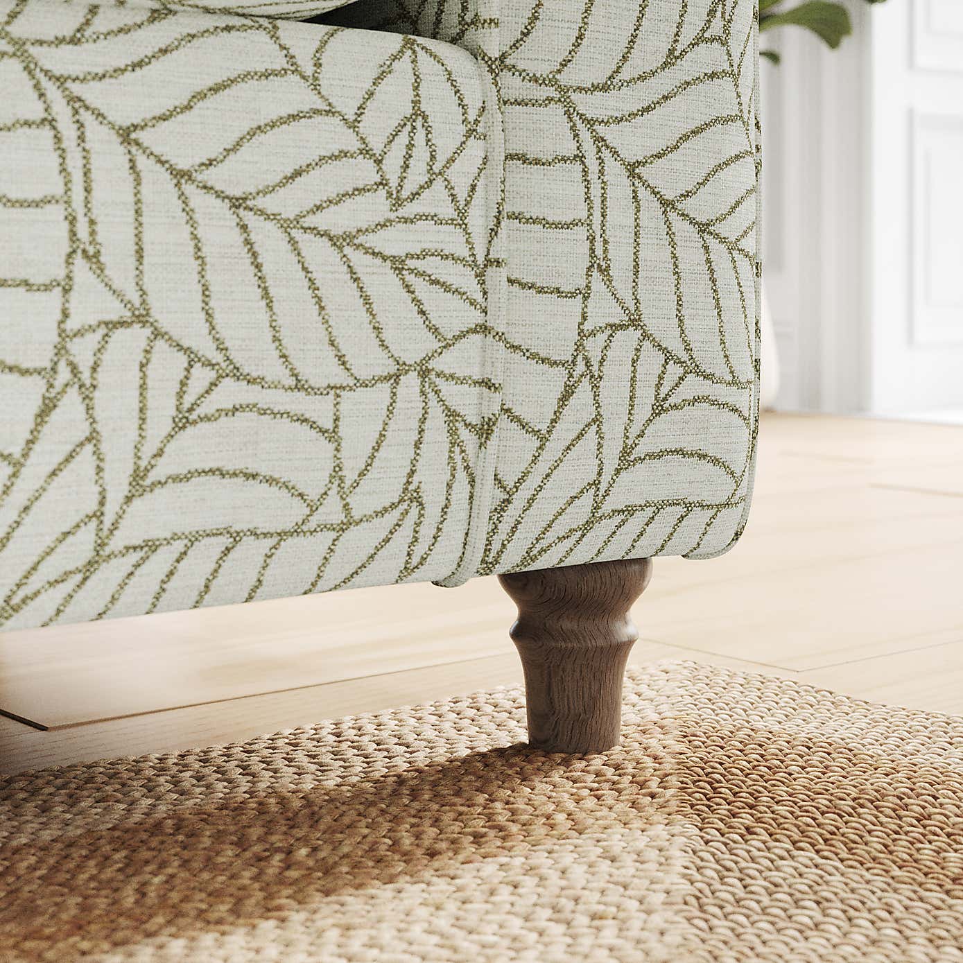 Flori Armchair, Leaf Print Fabric