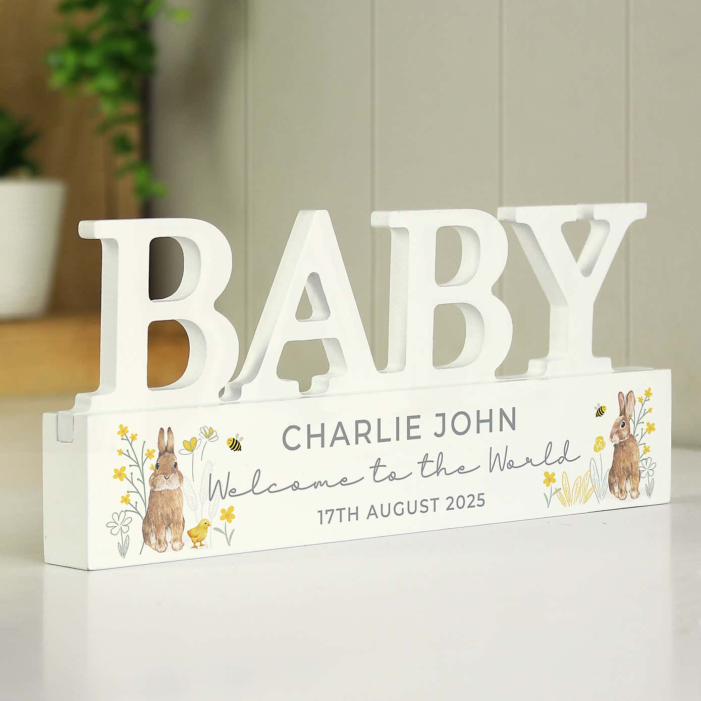 Personalised Spring Bunny Wooden Ornament