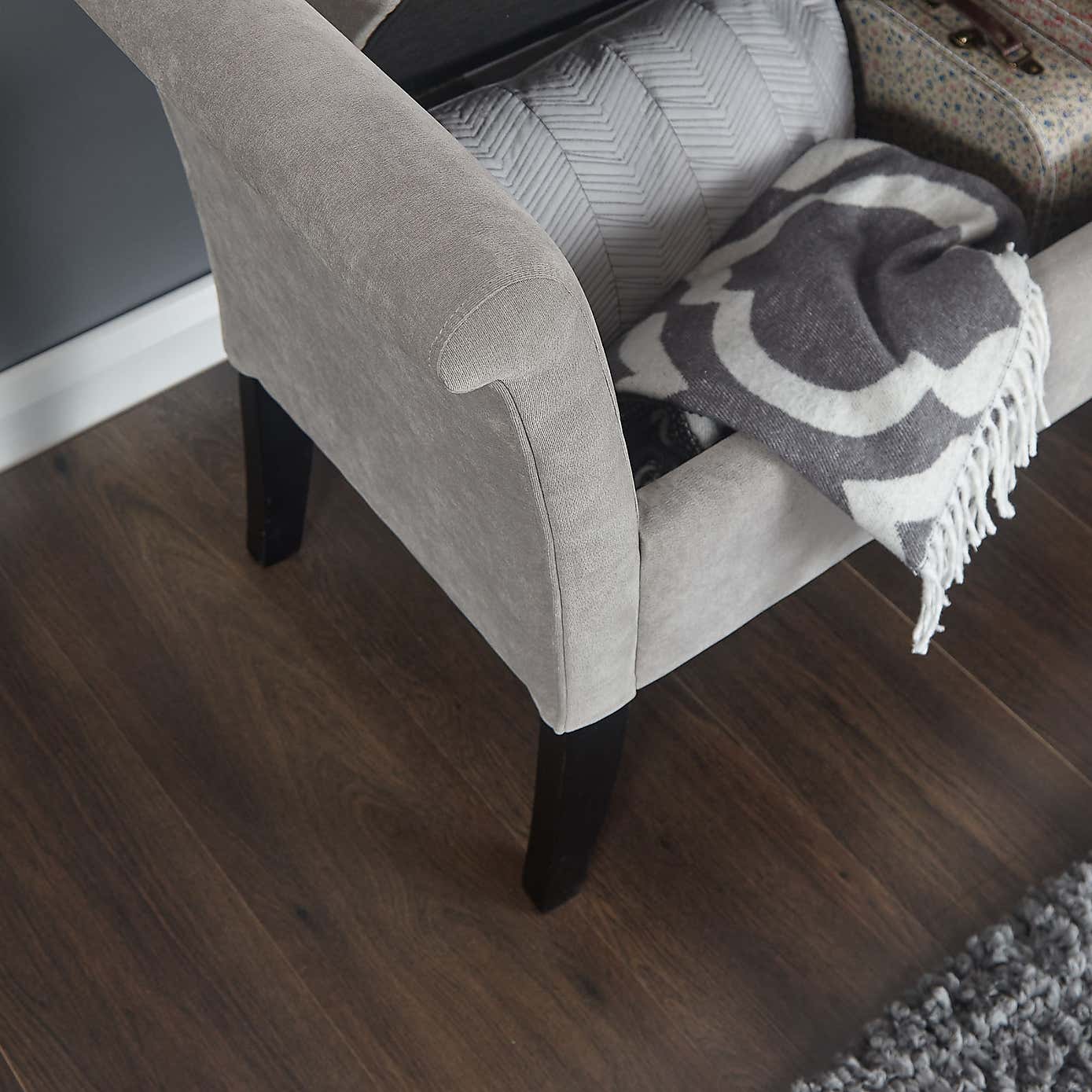 Balmoral Window Seat, Silver Chenille