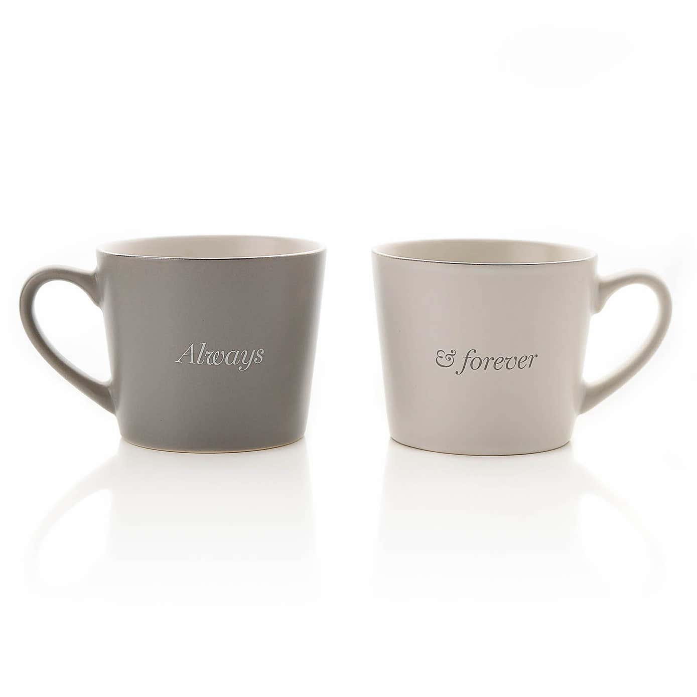 Amore Set of 2 Grey & White Always & Forever Mugs