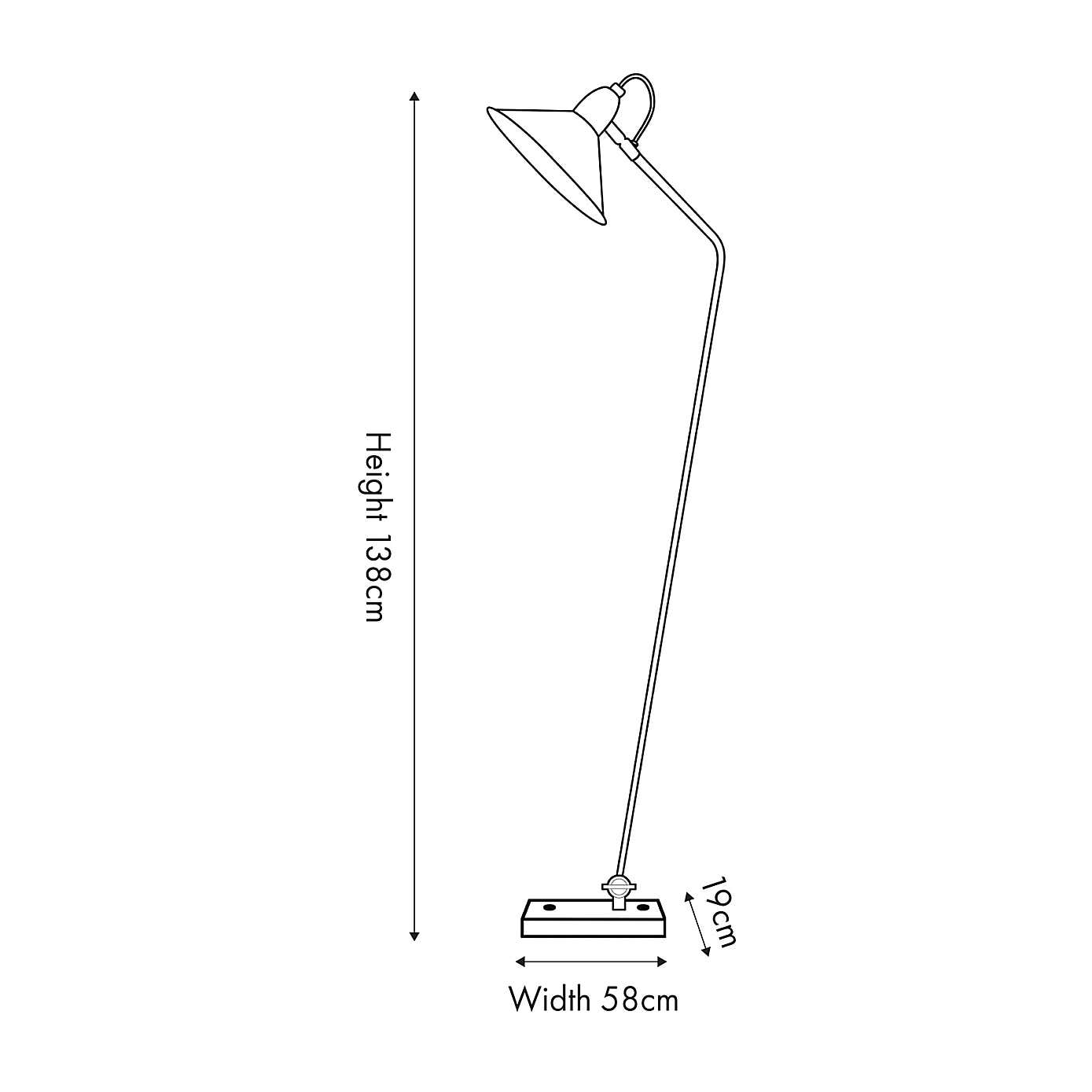 Canton Matt Black and Brass Metal Cone Floor Lamp