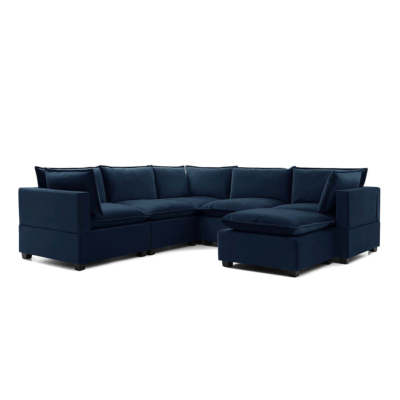 Moda Corner Modular Sofa with Chaise, Navy Velvet