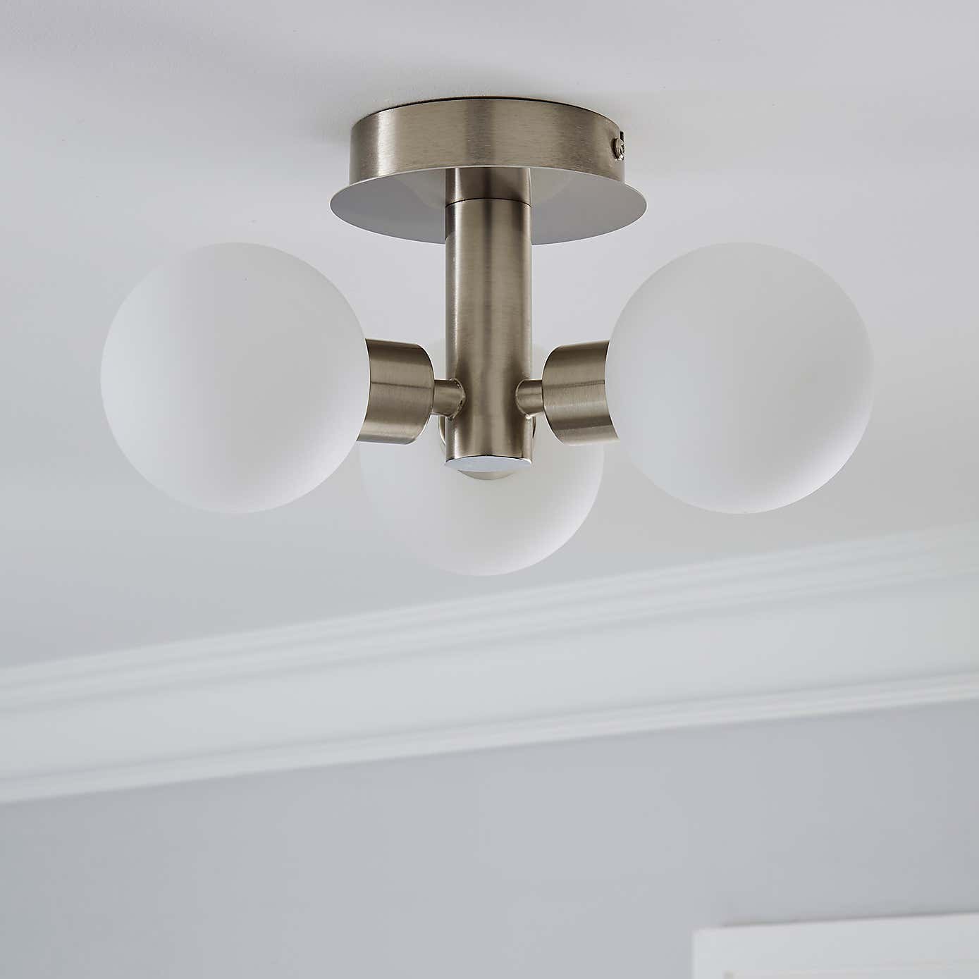 Hamptworth 3 Light Frosted Glass Semi-Flush Ceiling Fitting