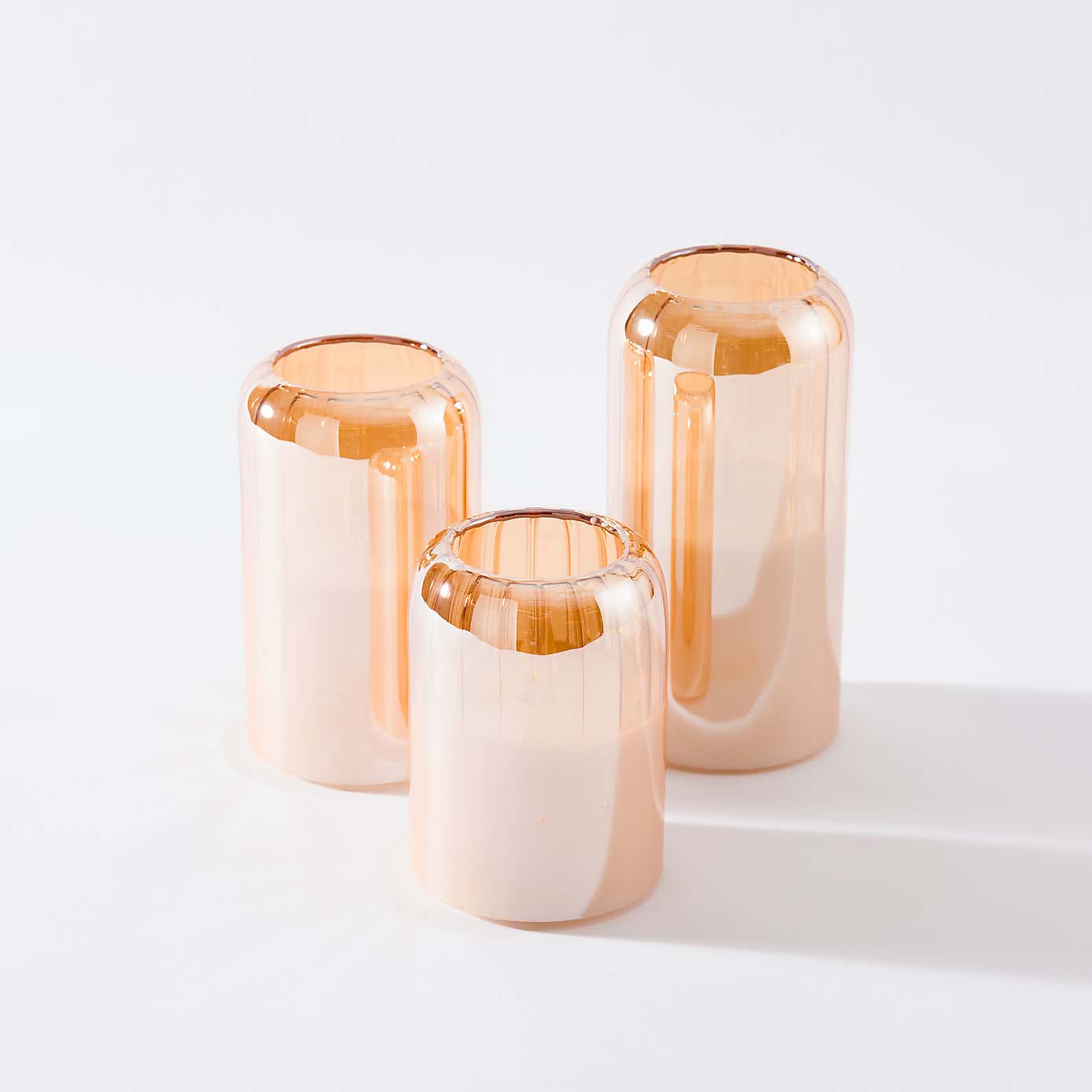 Set of 3 Amber Glass Domed LED Candles