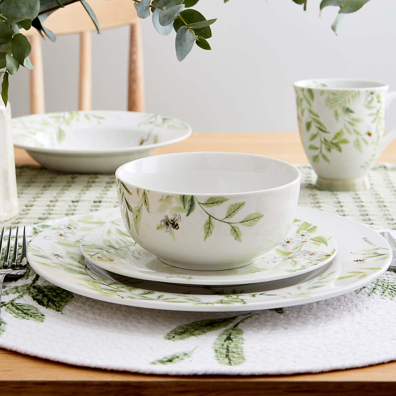 Willow Trail Sage Gloss Porcelain Pasta Bowl