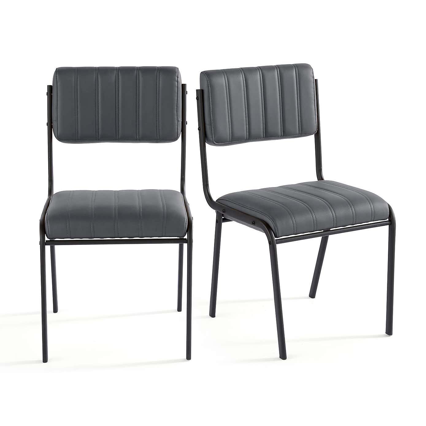 Rhys Set of 2 Dining Chairs, Faux Leather