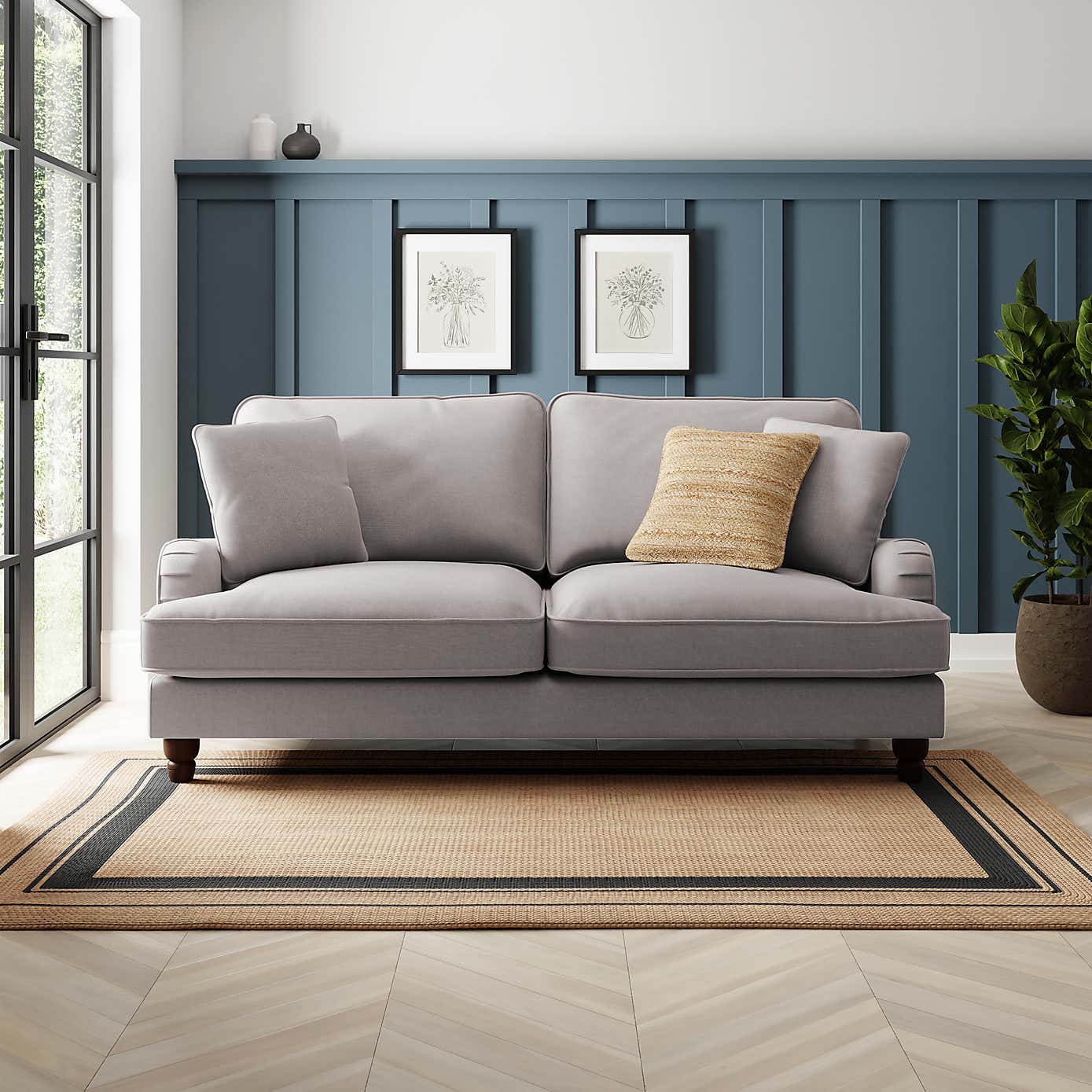 Beatrice Flatweave Grey 3 Seater Double Sofa Bed