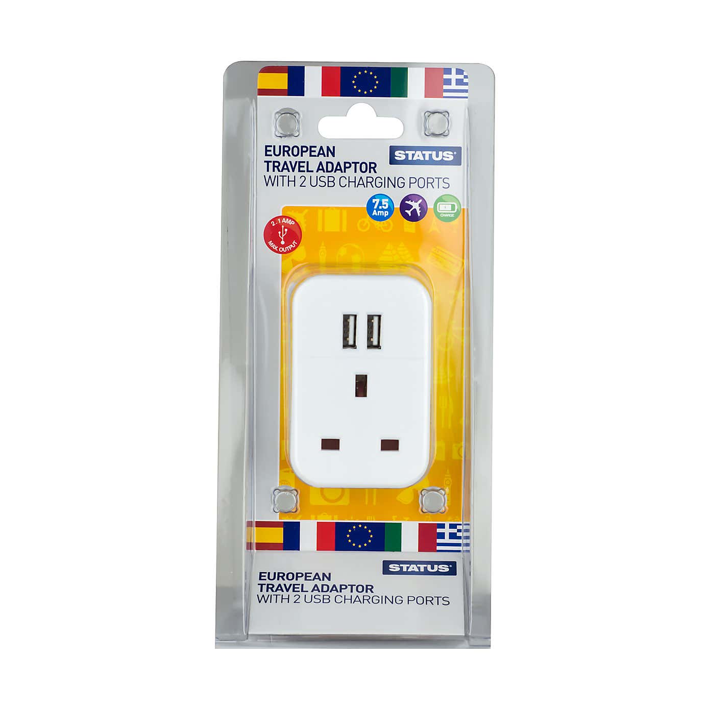 European Travel Adaptor with 2 USB Ports