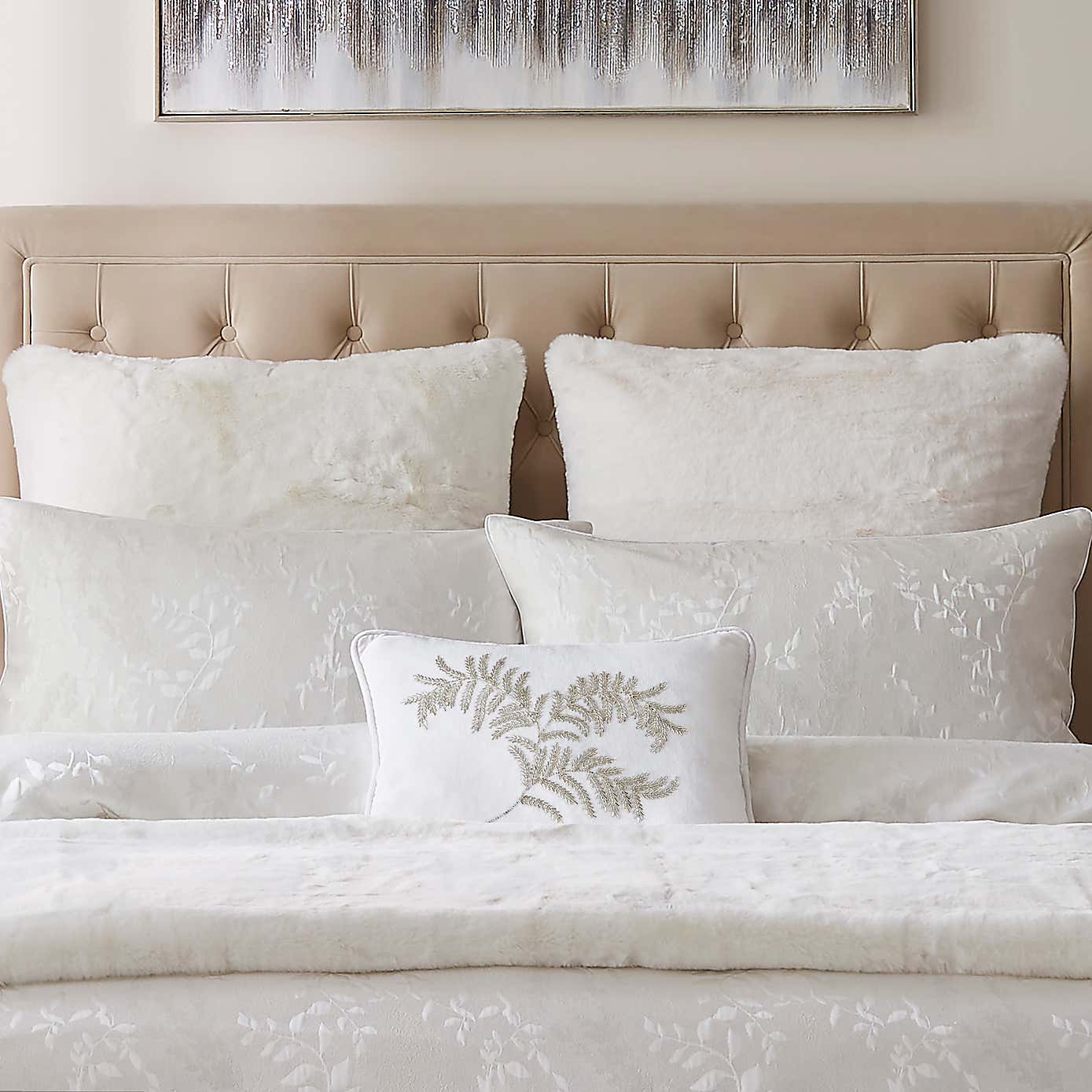 Dorma Beaded Leaf Rectangular Cushion