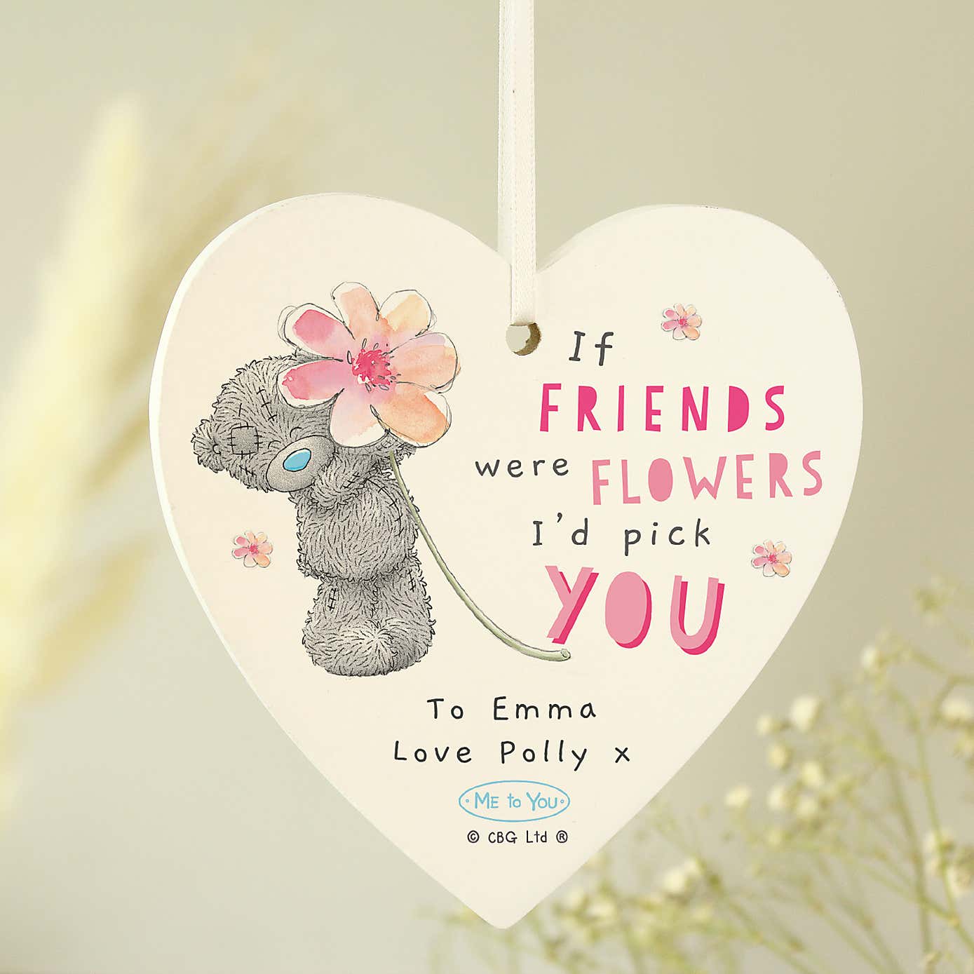 Personalised Me To You If... Were Flowers Wooden Heart Decoration