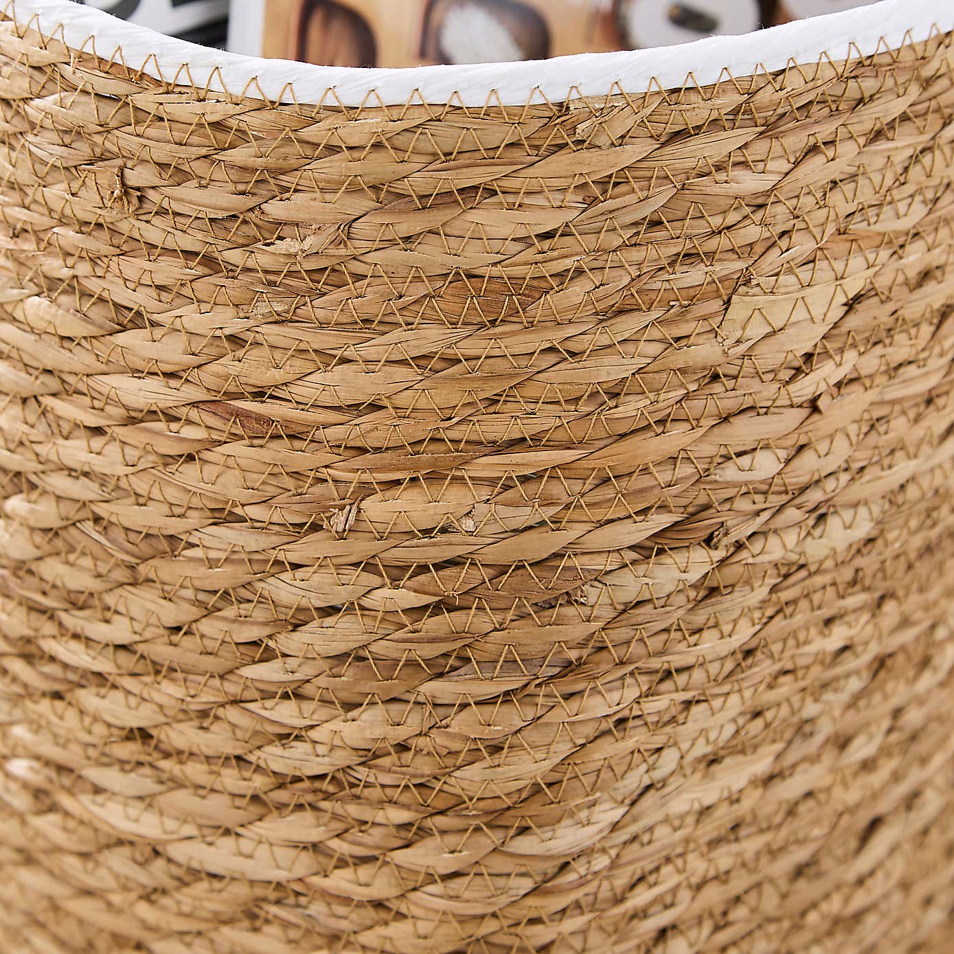 Rush Storage Basket with Trim