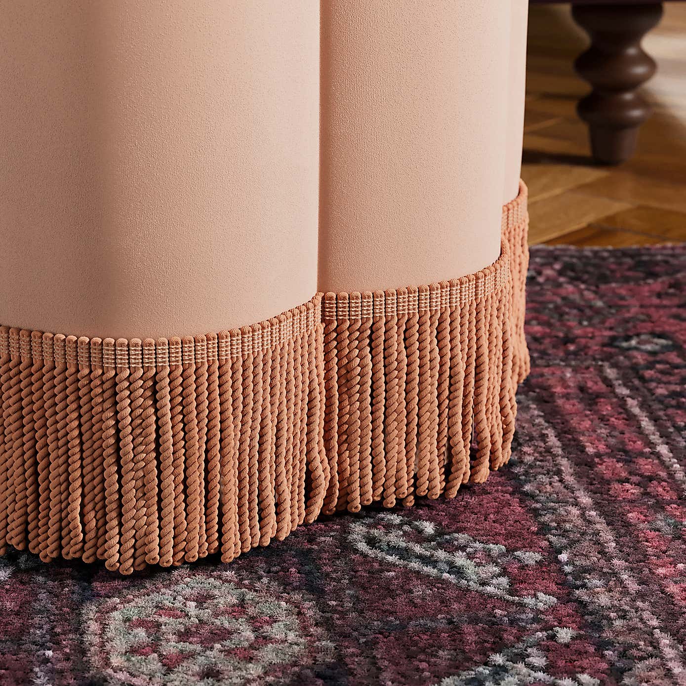 Flower Tassel Velvet Footstool