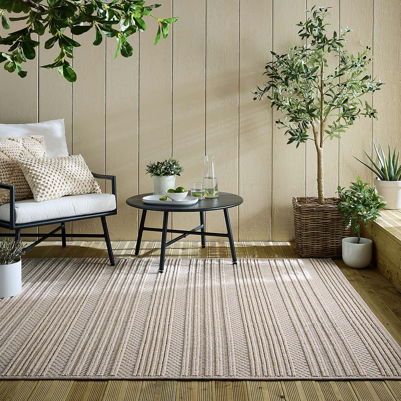 Kade Striped Bobble Indoor Outdoor Rug