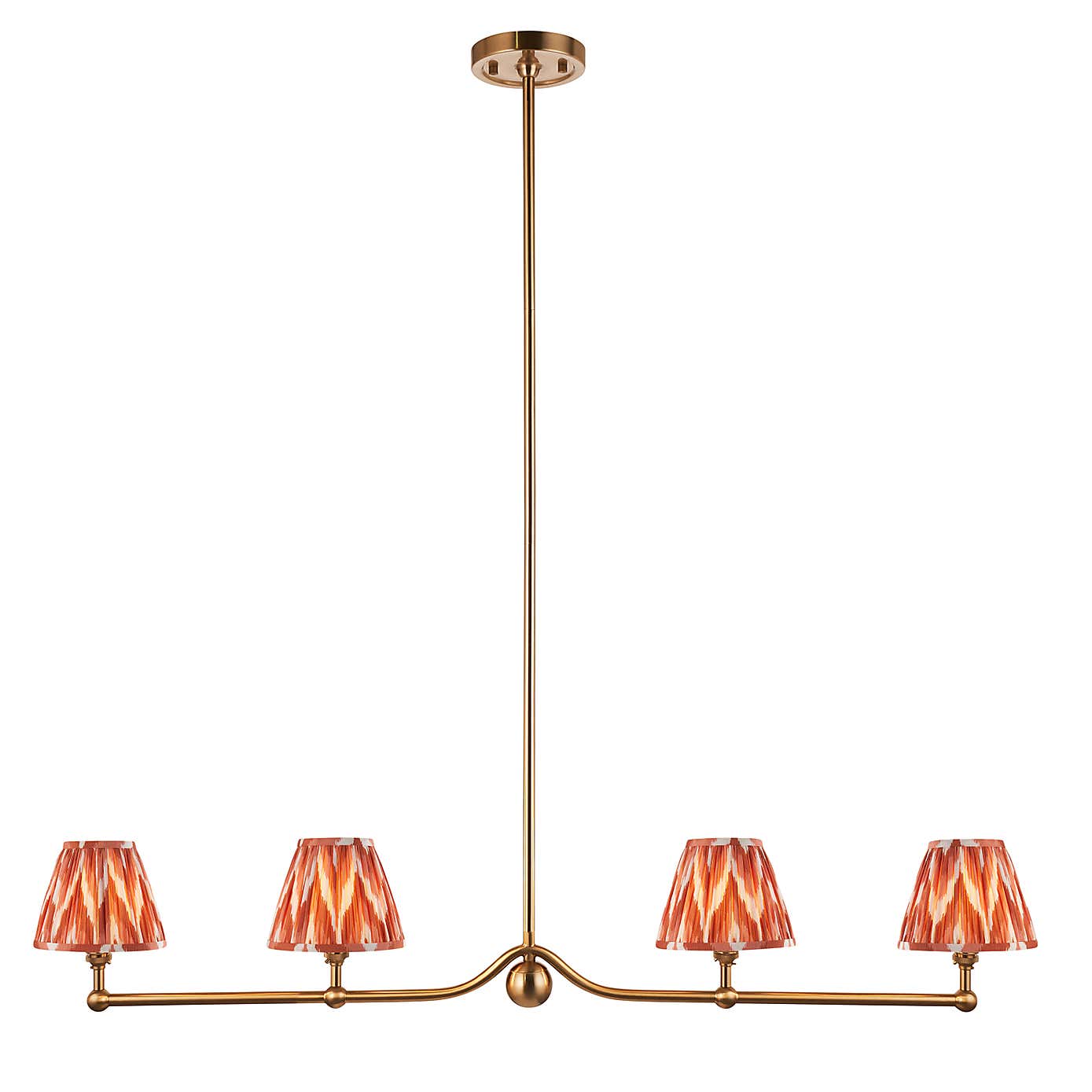 Vogue Javier 4 Light Adjustable Diner Light with Orange Zigzag Lamp Shades