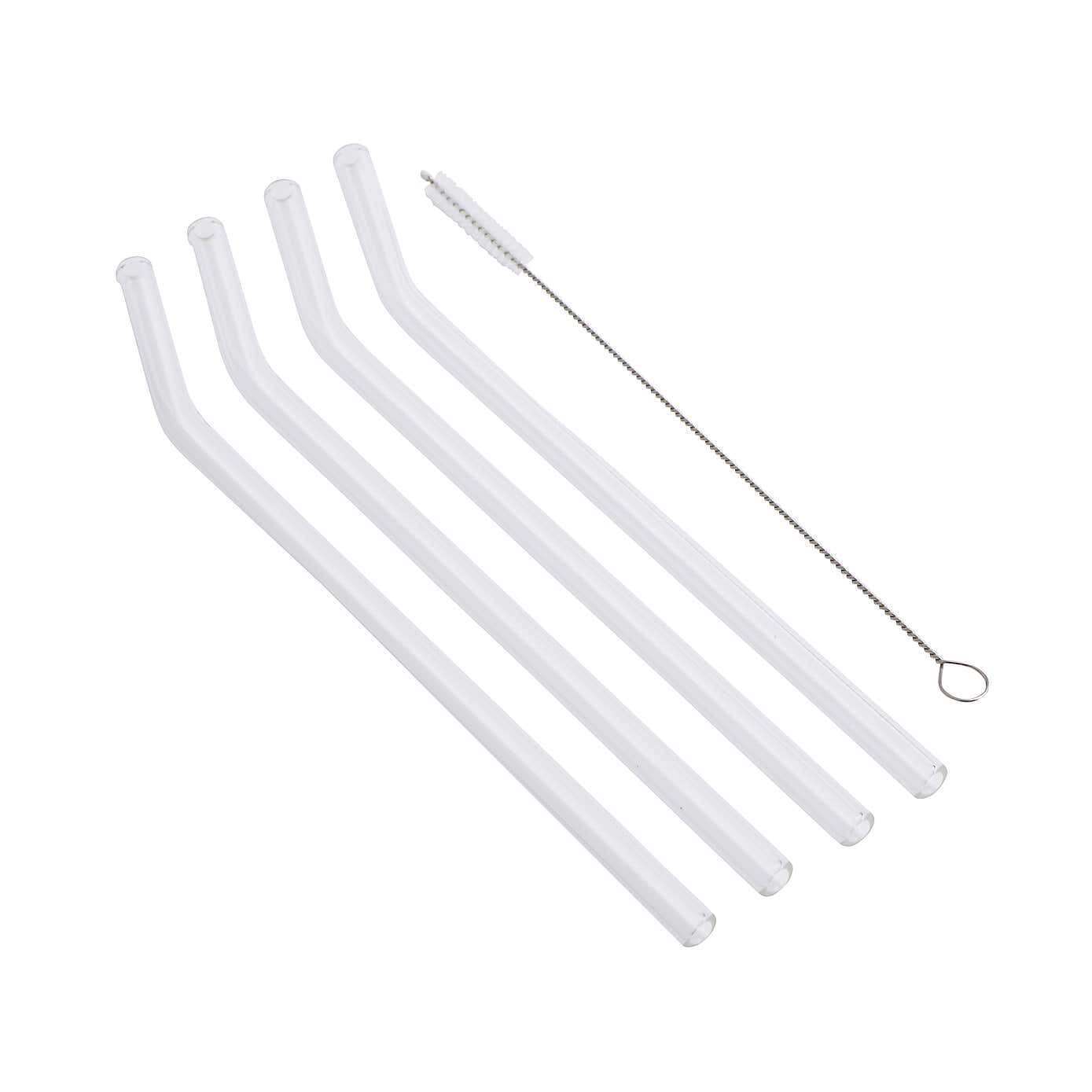 Pack of 4 Clear Glass Straws