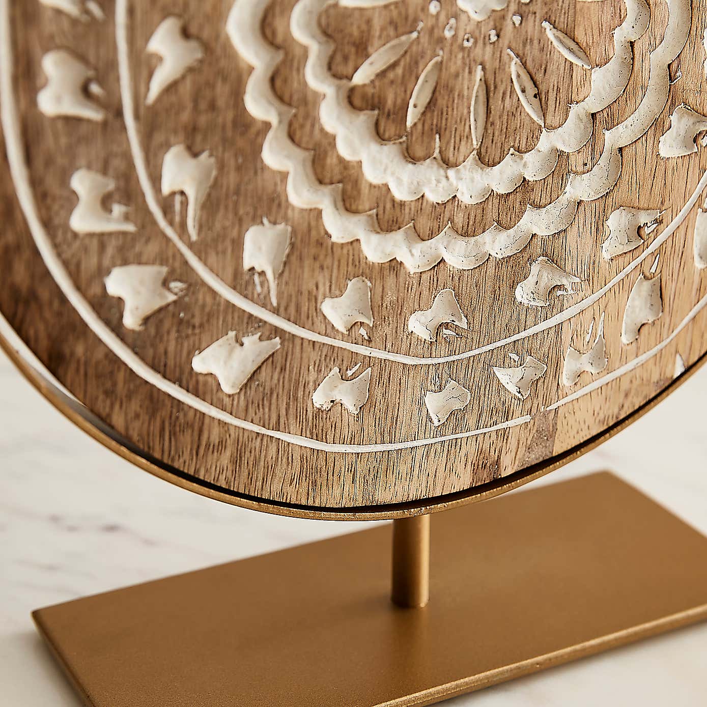 Patterned Mango Wood Round Ornament