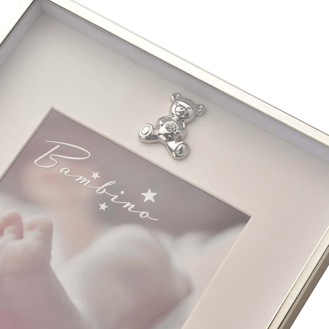 Bambino Thin Silver Plated Teddy Icon Border Frame