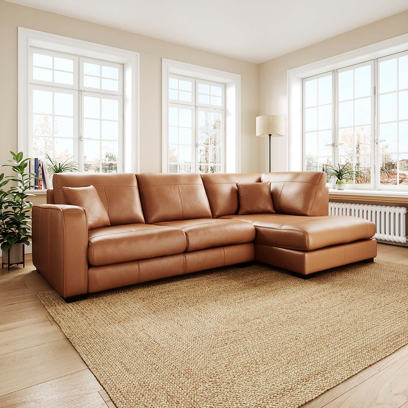 Carson Classic Leather Large Corner Chaise Sofa