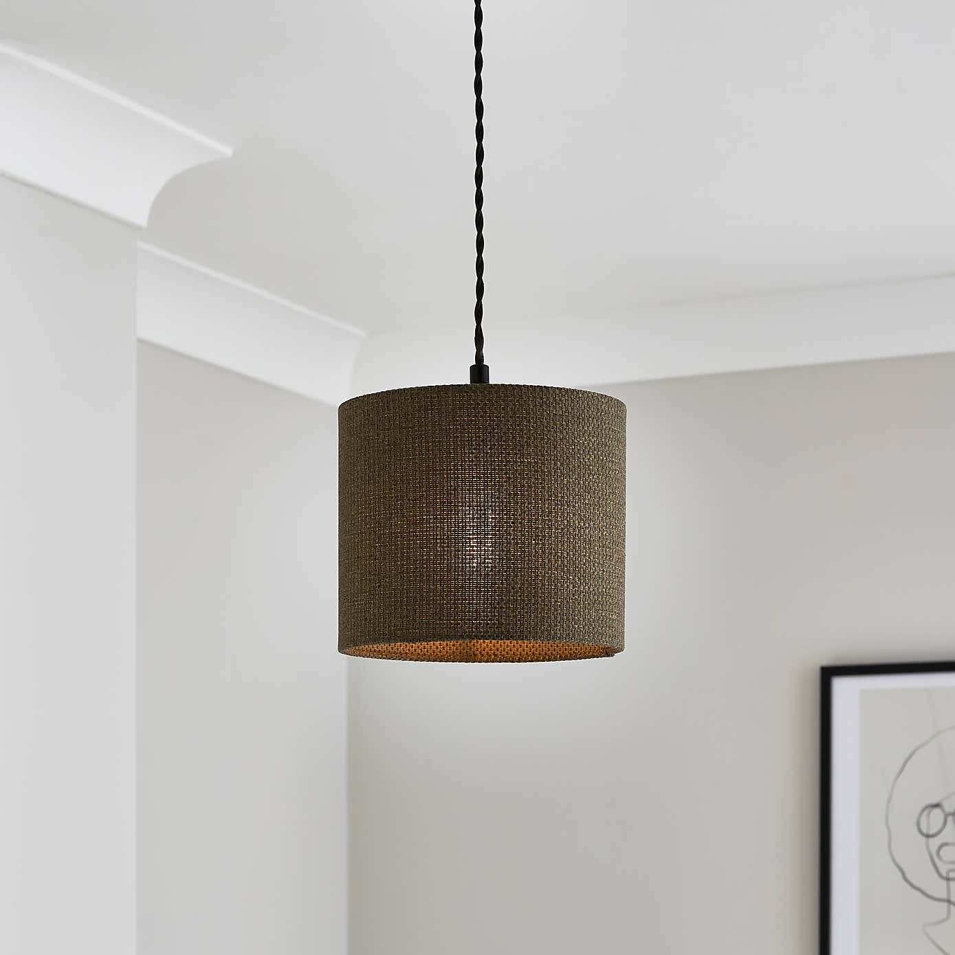 Barkweave Easy Fit Drum Lamp Shade