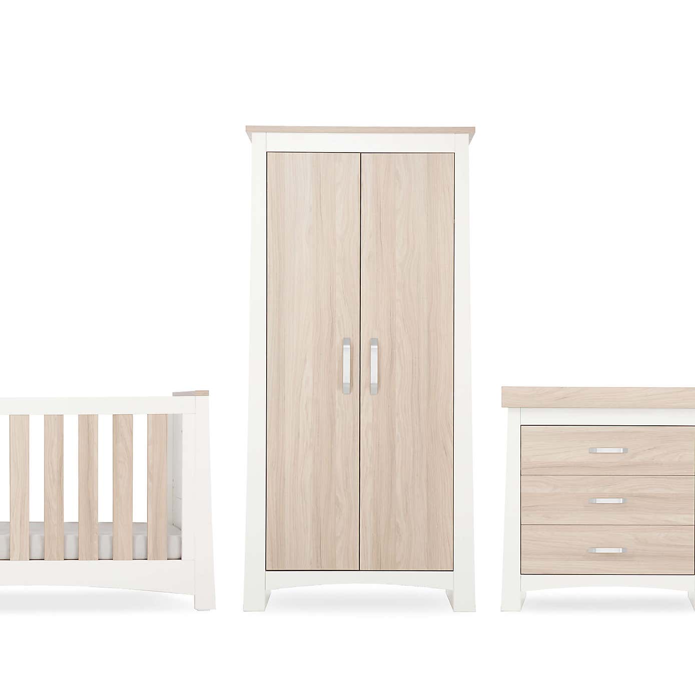 CuddleCo Ada 3 Piece Nursery Furniture Set, White Ash