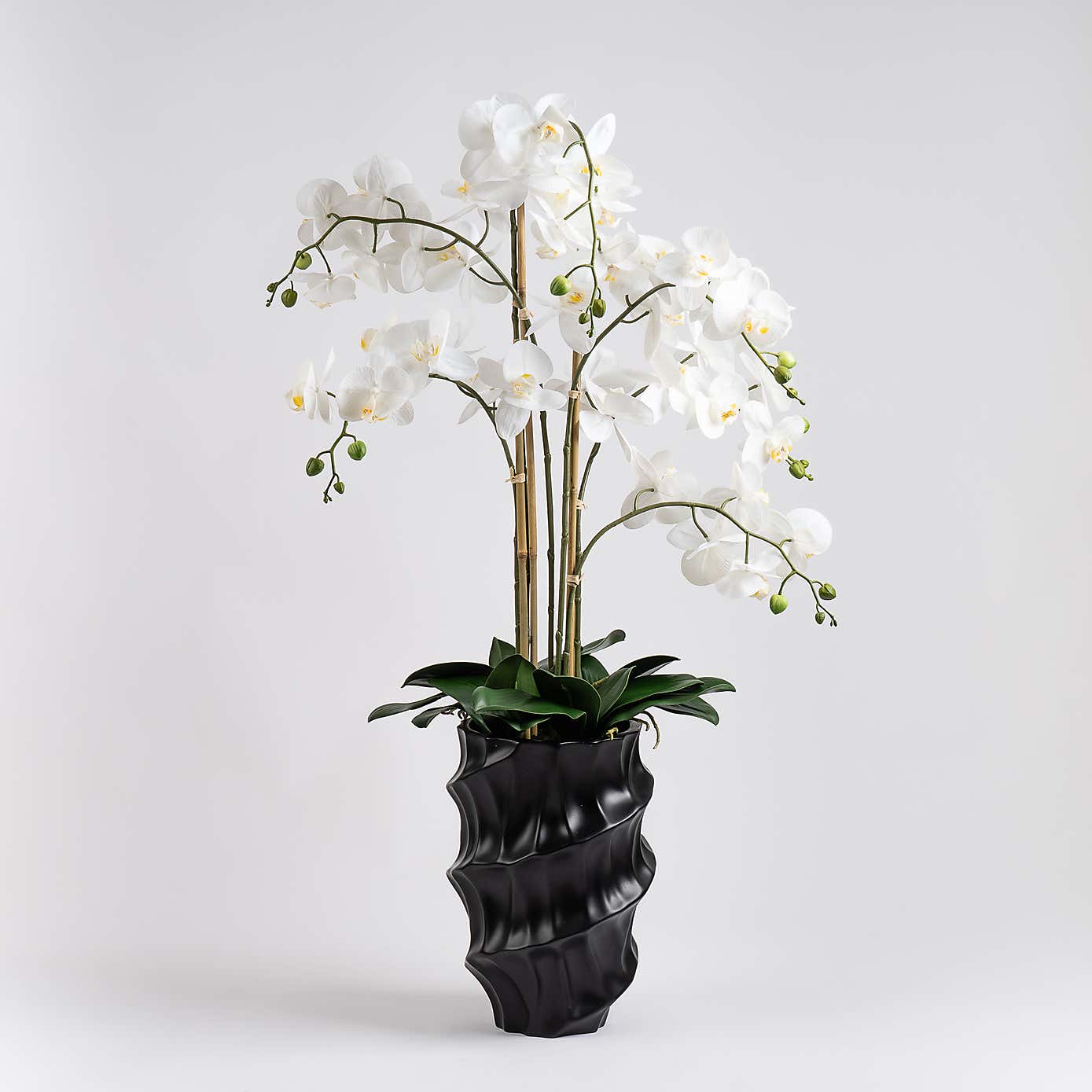 Artificial Real Touch Phalaenopsis Orchid in Stone Pot