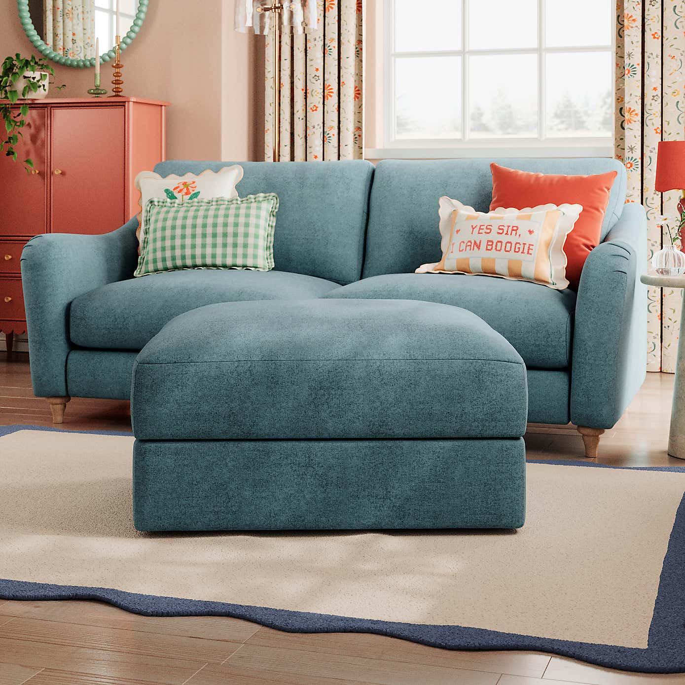 Hattie Tonal Plush Chenille Storage Footstool