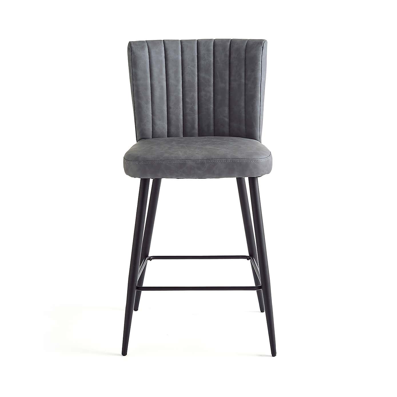 Taylor Counter Height Bar Stool, Grey Faux Leather