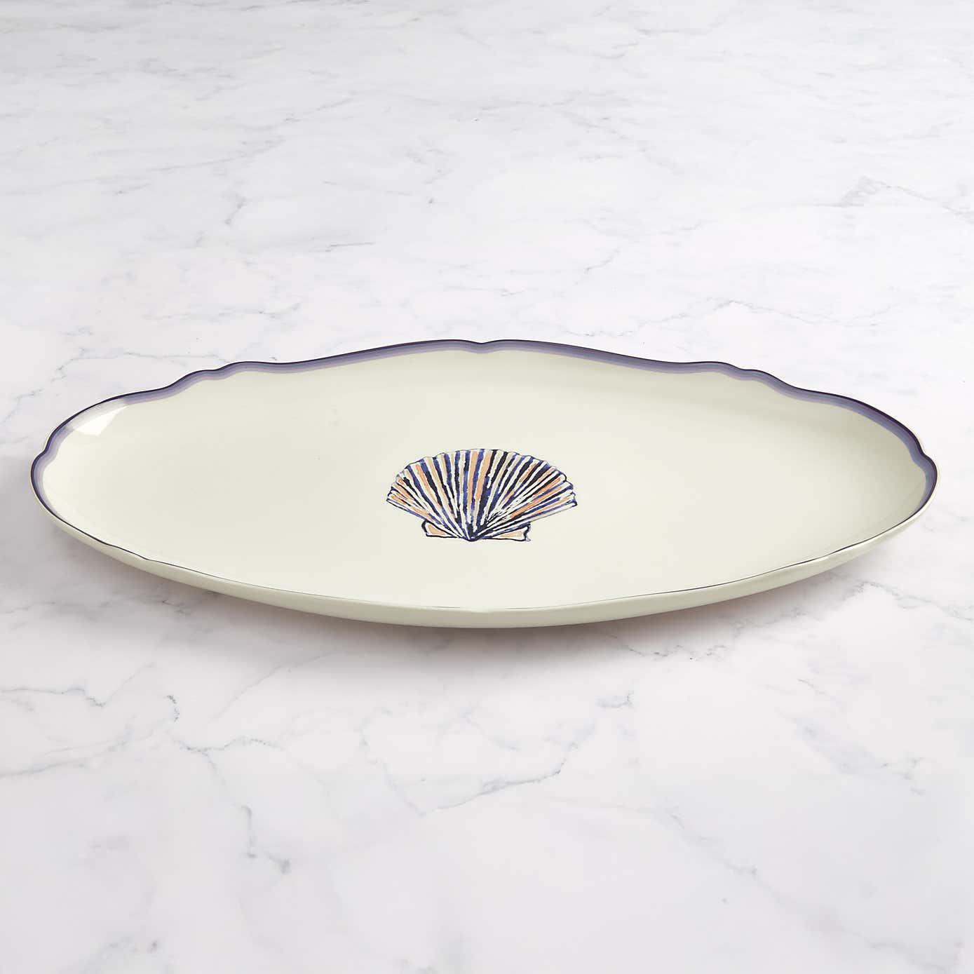 Shell Stoneware Wavy Serving Platter