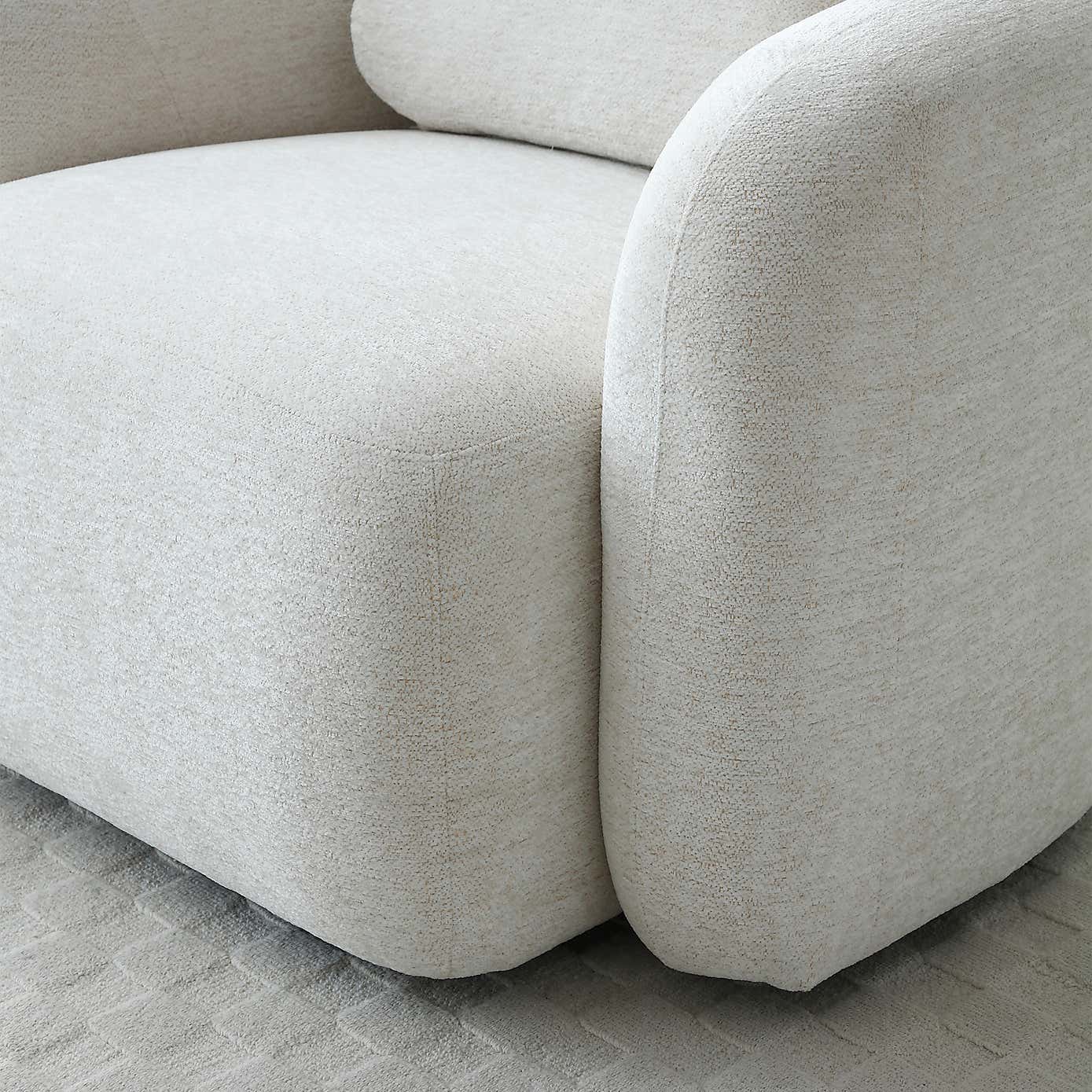 Max Natural Soft Chenille Curved Swivel Accent Chair