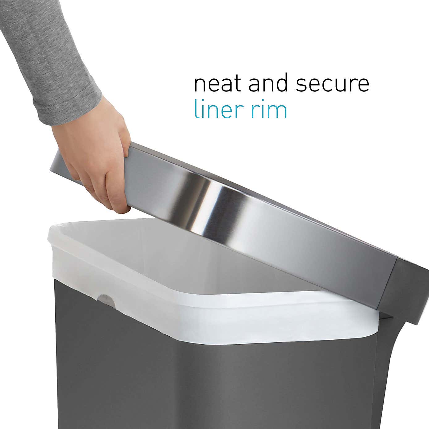 simplehuman 45 Litre Plastic Pedal Bin With Liner Pocket