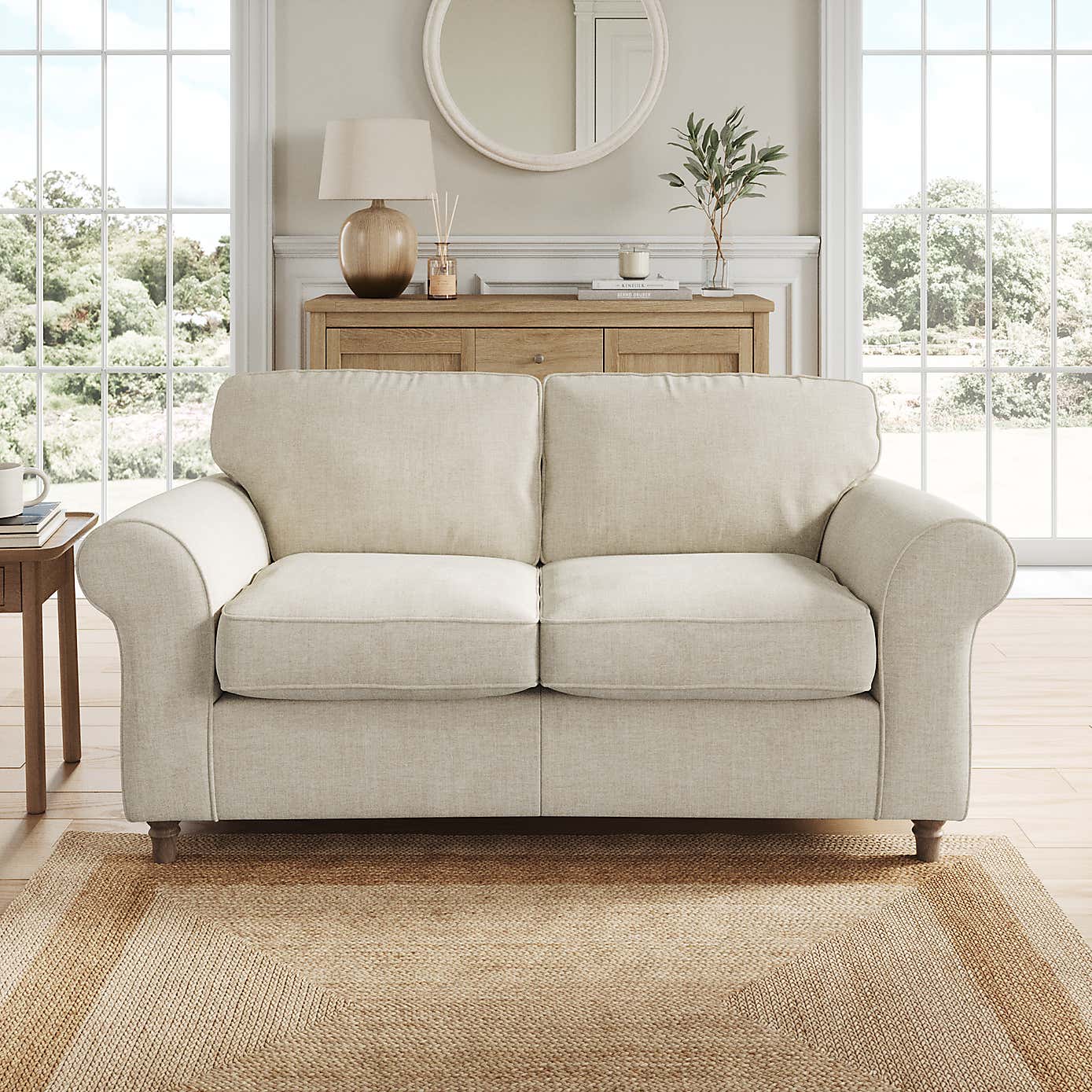 Flori 2 Seater Sofa, Tonal Plush Chenille