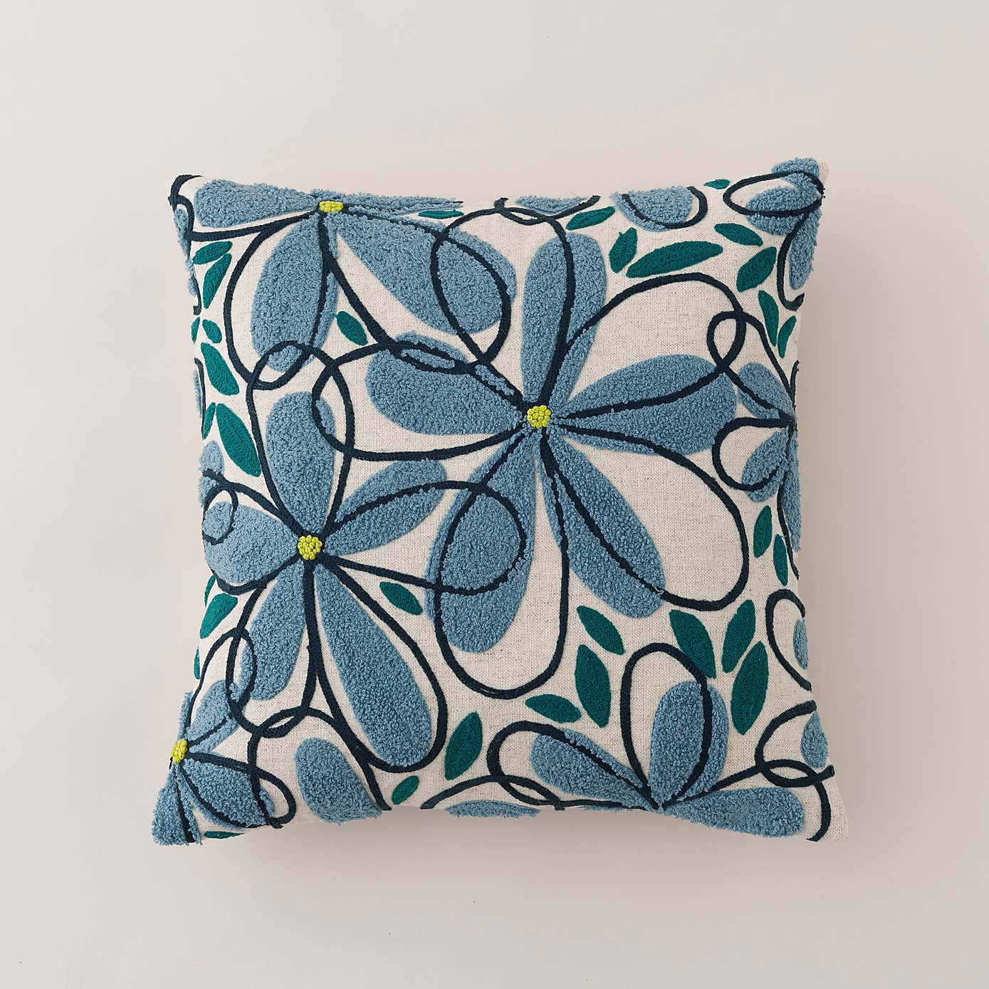 Crewel Work Floral Cushion