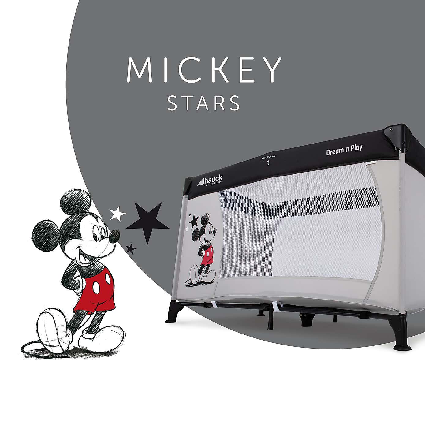 Disney Dream 'n Play Mickey Stars Travel Cot