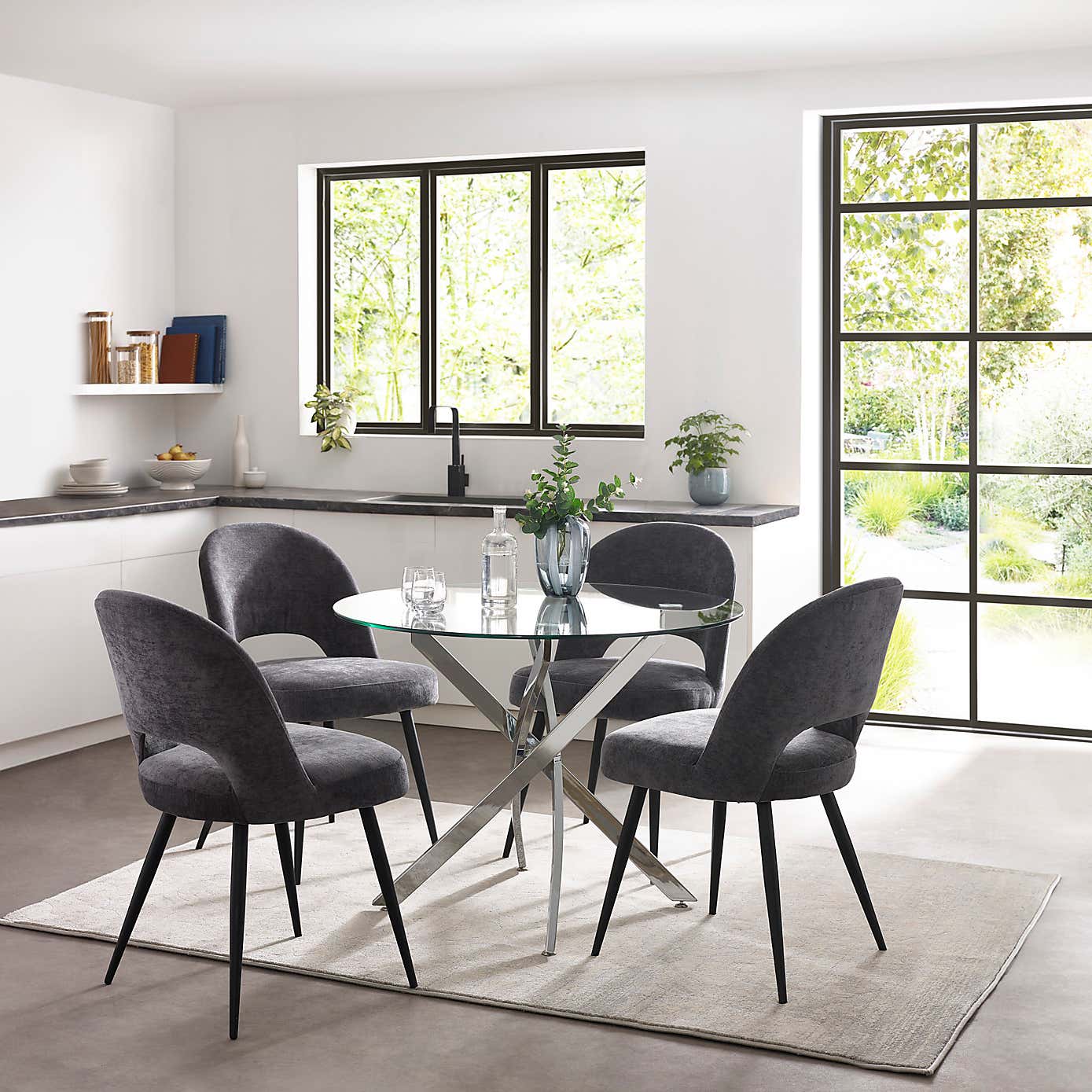 Anderson 4 Seater Round Glass Dining Table