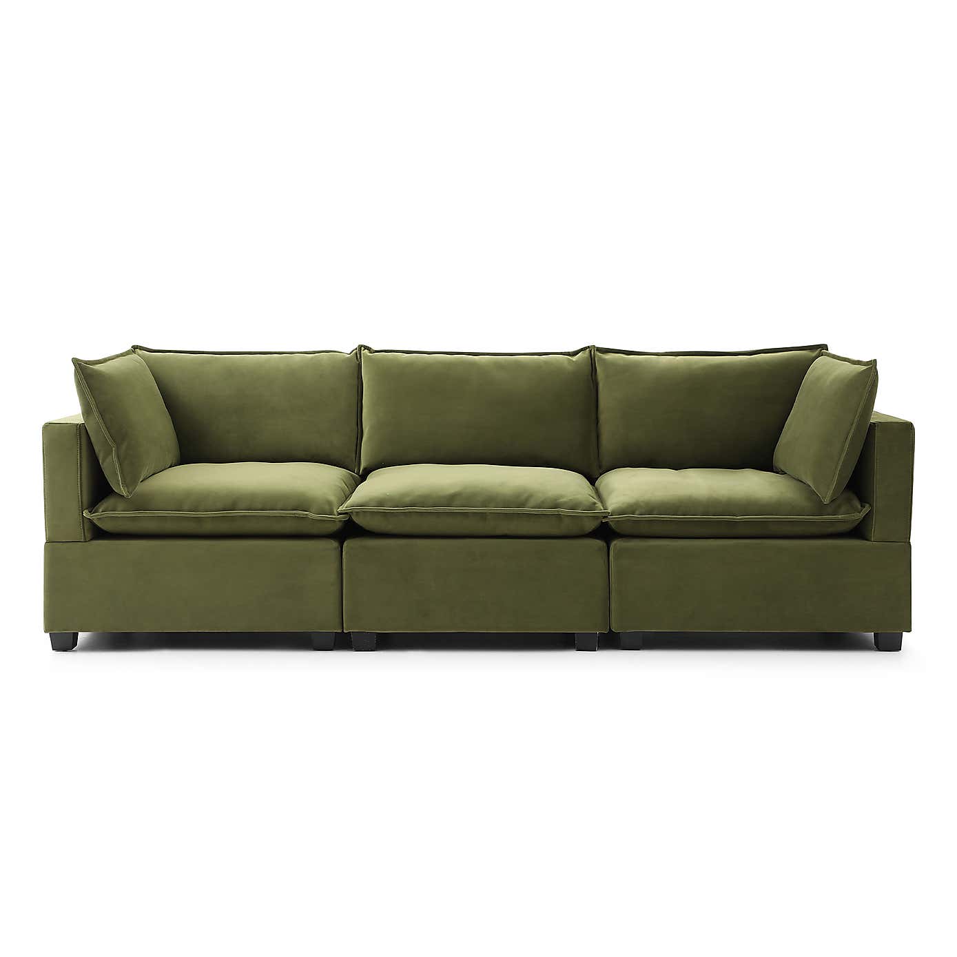 Moda 3 Seater Modular Sofa, Olive Velvet