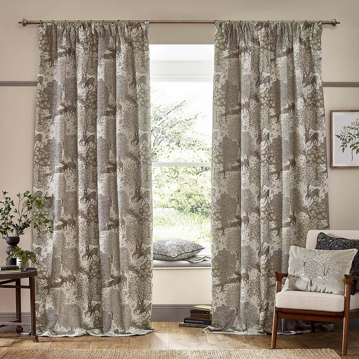 Morris & Co. The Brook Jacquard Pencil Pleat Curtains
